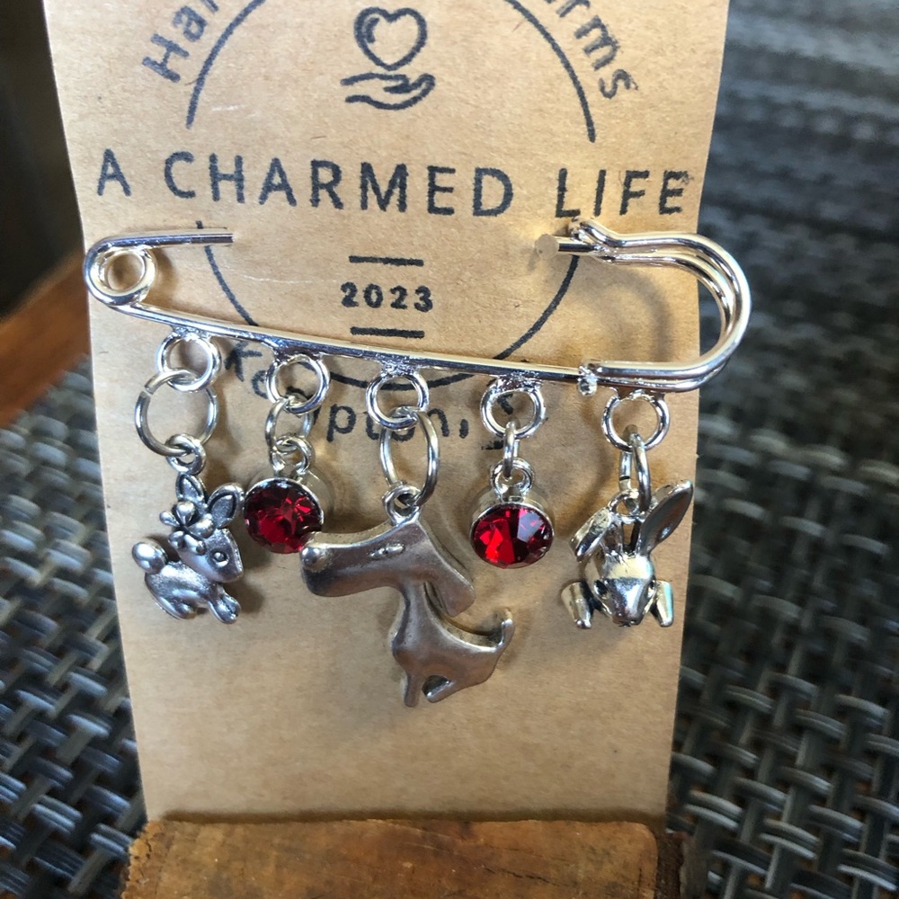 Puppy 🐶 & Two Bunnies 🐰 on a Silver Pin. Handmade by A Charmed Life. NWT